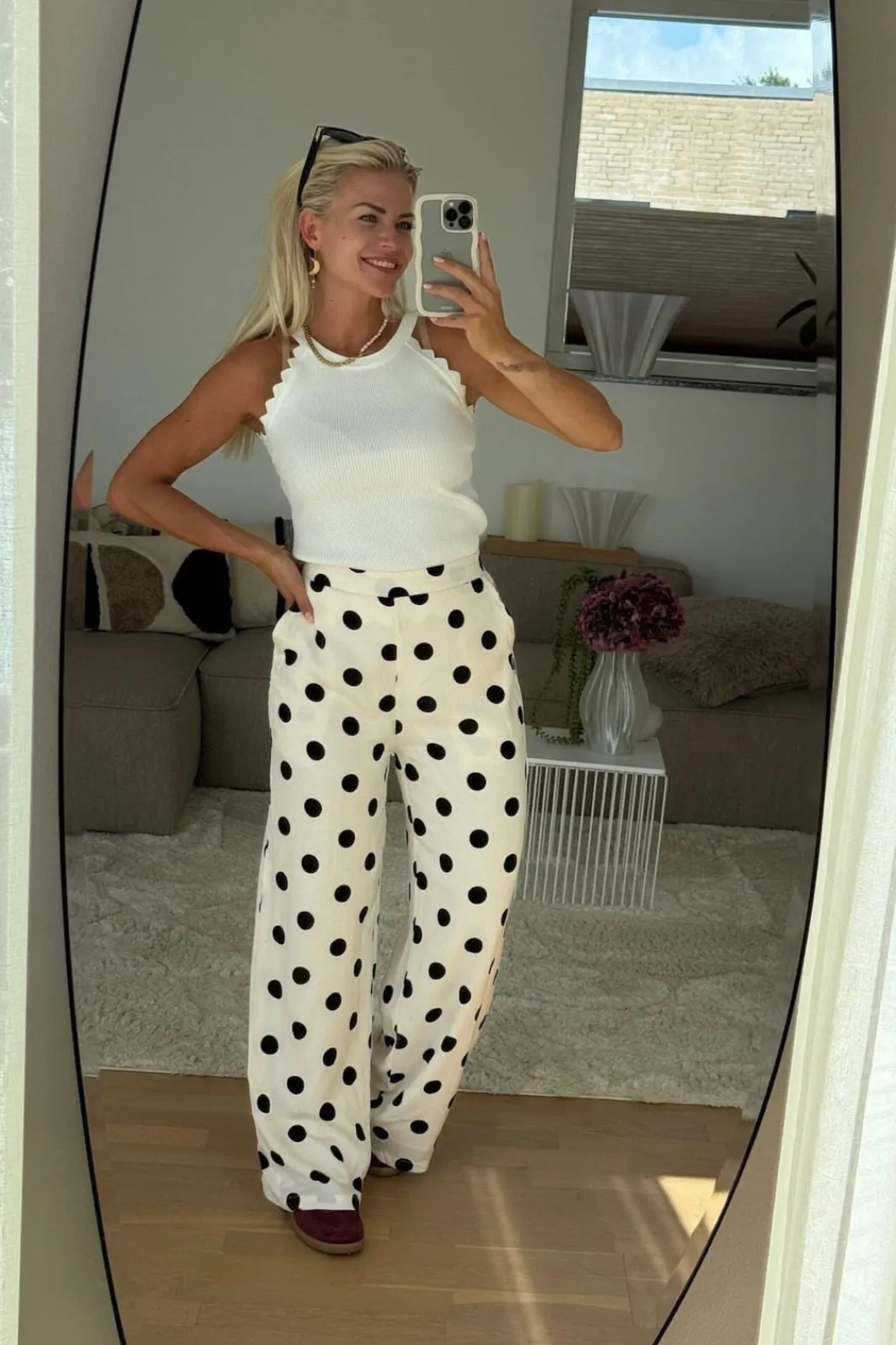 A-bee Aejuiana Wide Dot Pant | Jeans, Leggings & Byxor