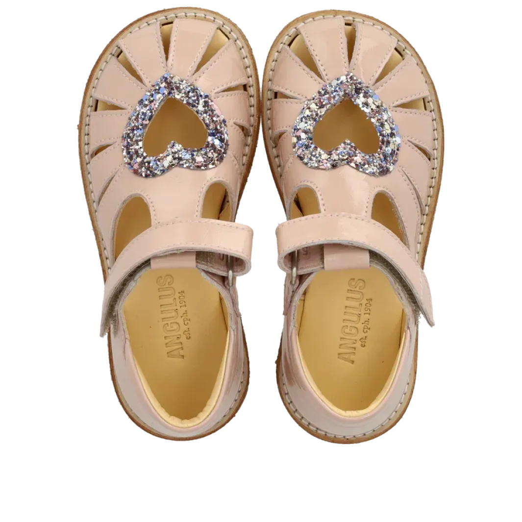 Angulus Anhjertesandal Med Funklende Glitter Hjerte 5186-202 | Barn Sandaler