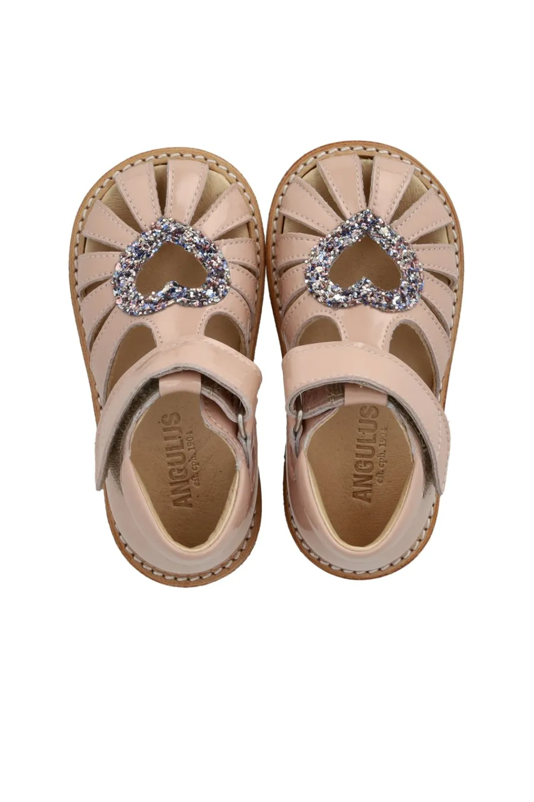 Angulus Anhjertesandal Med Glitter Og Velcrolukning 0572-102 | Barn Sandaler