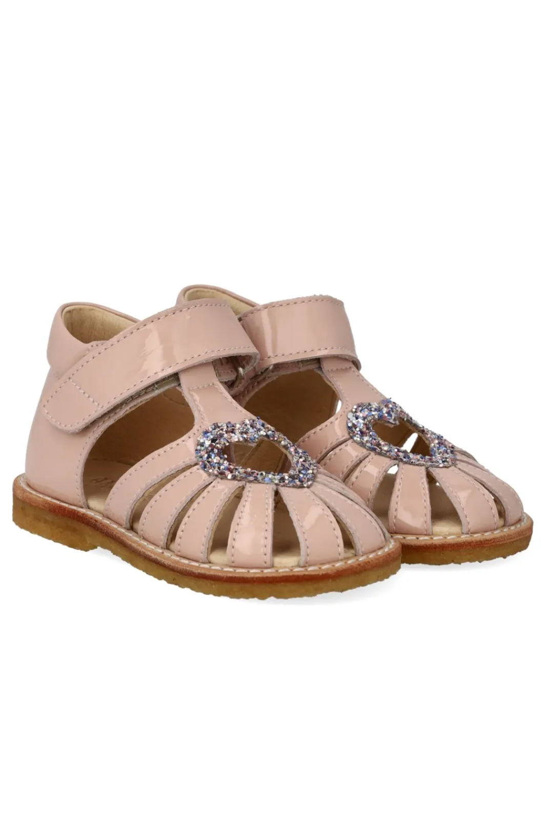 Angulus Anhjertesandal Med Glitter Og Velcrolukning 0572-102 | Barn Sandaler