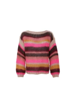 Black Colour Bcadria Multi Striped Jumper 1223 | Sticka