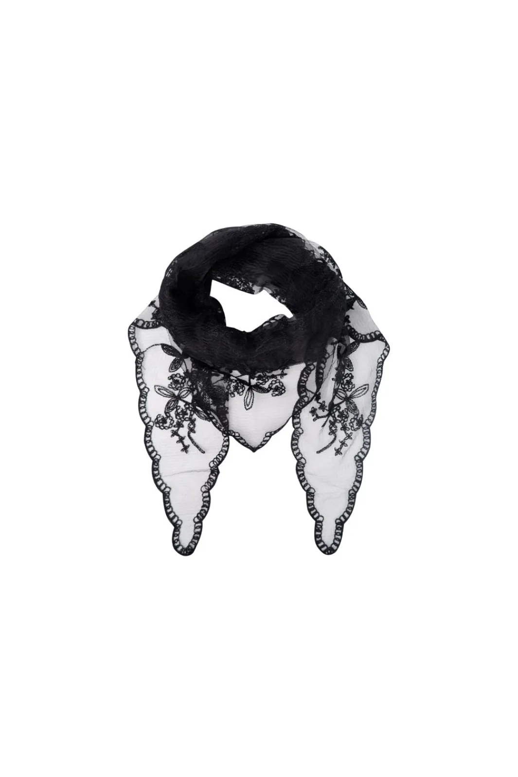 Black Colour Bcmiriana Triangle Lace Scarf 3643 | Halsdukar