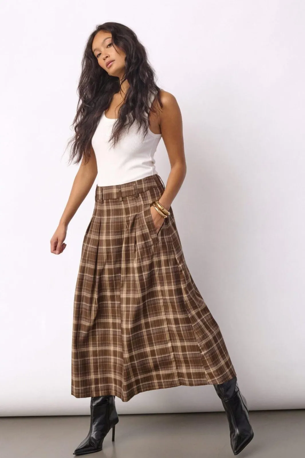 Co´Couture Dagnycc Anya Check Peat kirt 500071 | Kjolar