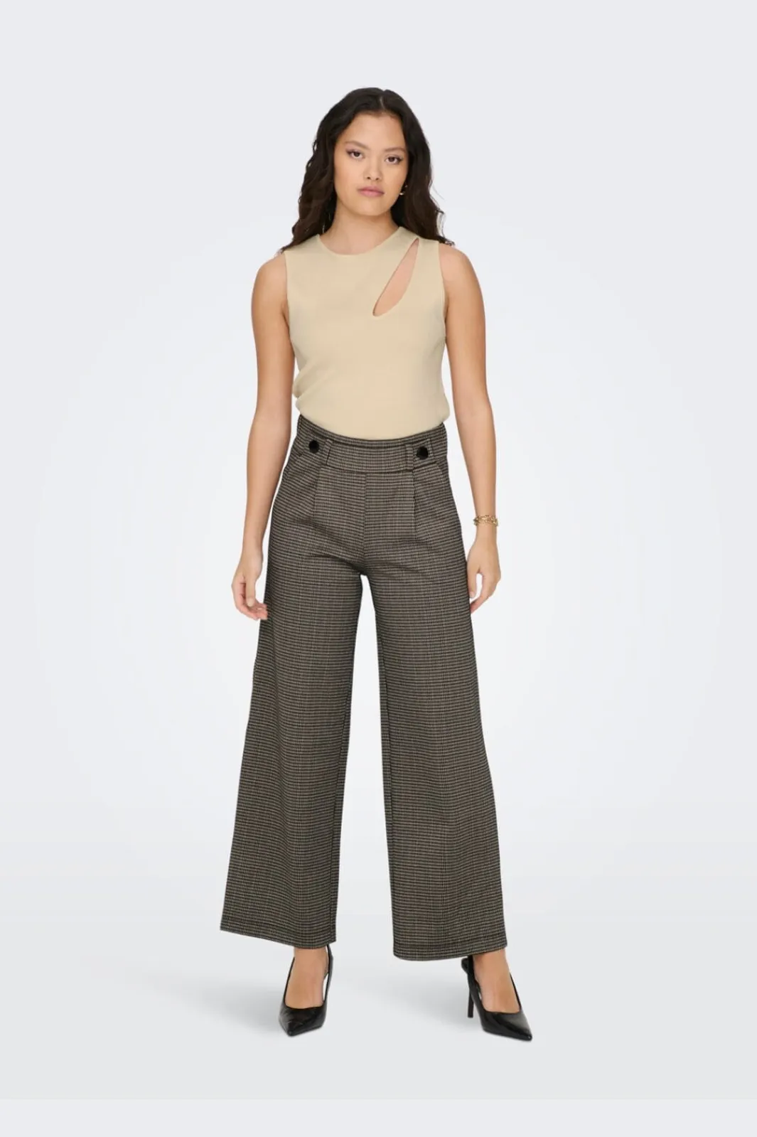 JDY geggo Mia Long Check Pant | Jeans, Leggings & Byxor