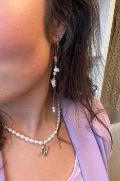 Mmdouble String Pearl Earring Long