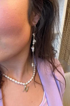 Mmdouble String Pearl Earring Long