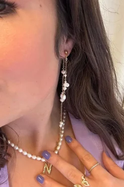 Mmdouble String Pearl Earring Long