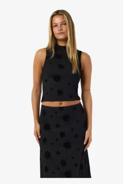 Nmriley Highneck Mesh Flock Top