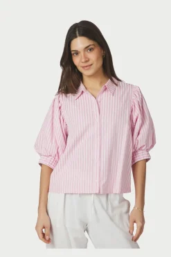 Nnetta Soft Stripe Stone Shirt 166416