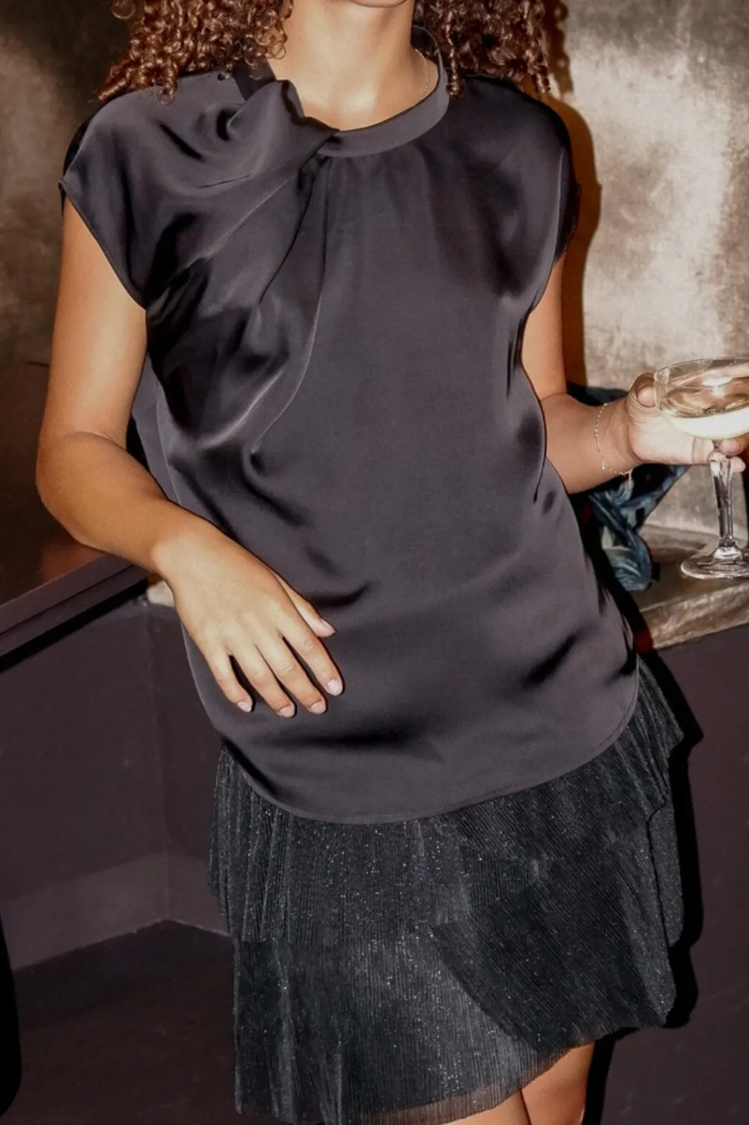 Neo Noir Nnfleur Drapy Satin Blouse | Blusar & Skjortor
