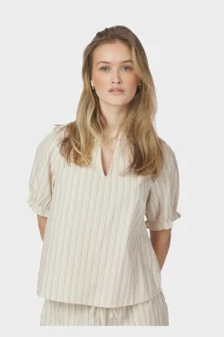 Neo Noir Nnodesa Linen Stripe Blouse 169338 | Blusar & Skjortor