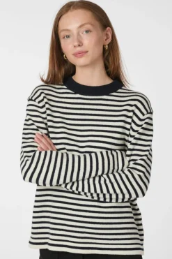 Neo Noir Nnrivi Stripe Knit Sweater 164957 | Sticka