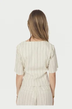 Neo Noir Nnsimmo Stripe Eyelet Blouse 167886 | Blusar & Skjortor