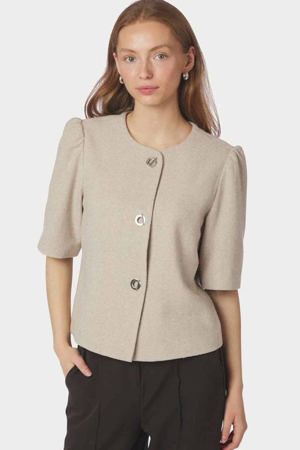 Nnxanthe Light Herringbone Blazer 167111
