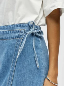 Object Objrosie Denim Short Wrap Skirt | Kjolar