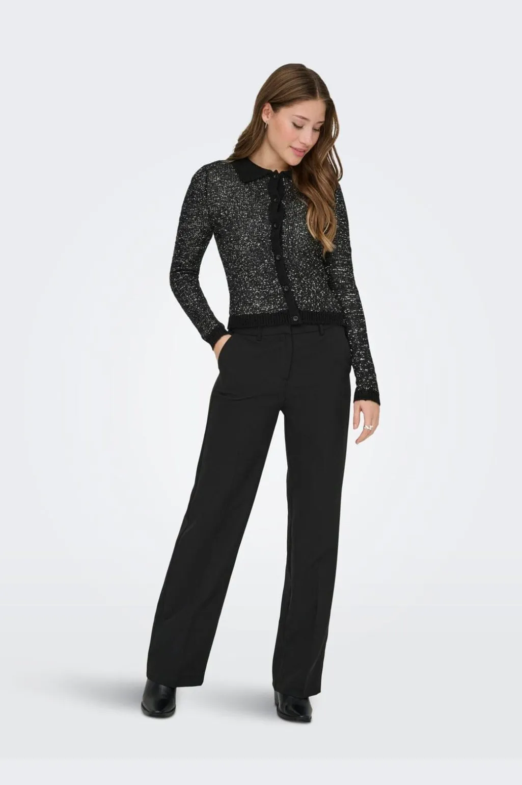 Onlabby Ls Polo Sequins Cardigan Knt