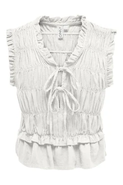 Onlgoa S/S Linen Bl Frill Top Cc