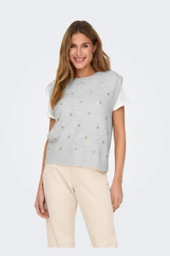 Only Oneody Ebroidery O-Neck Knt | Västar
