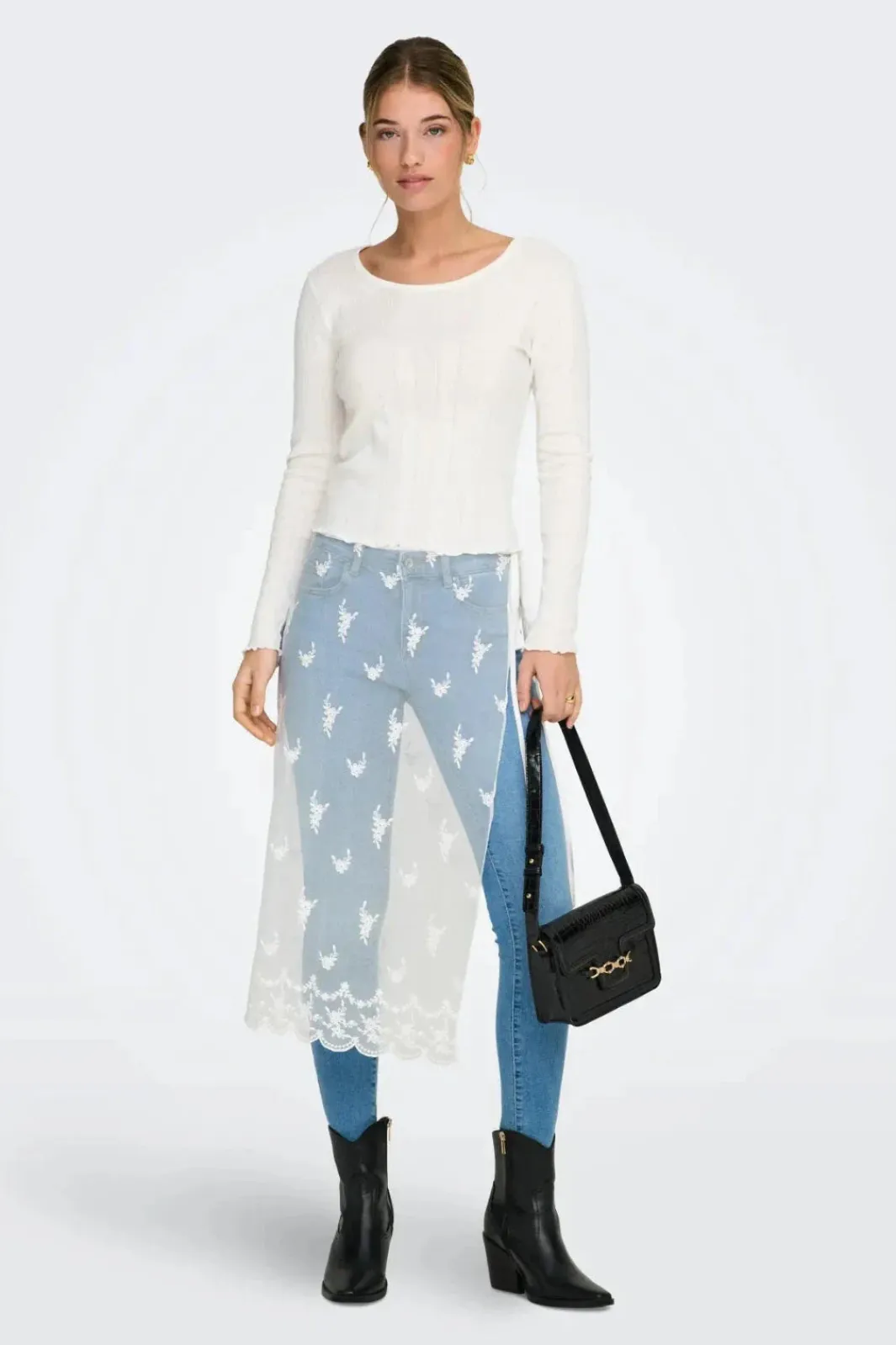 Only Onlsafea Midi Mesh Lace Tie Skirt | Kjolar