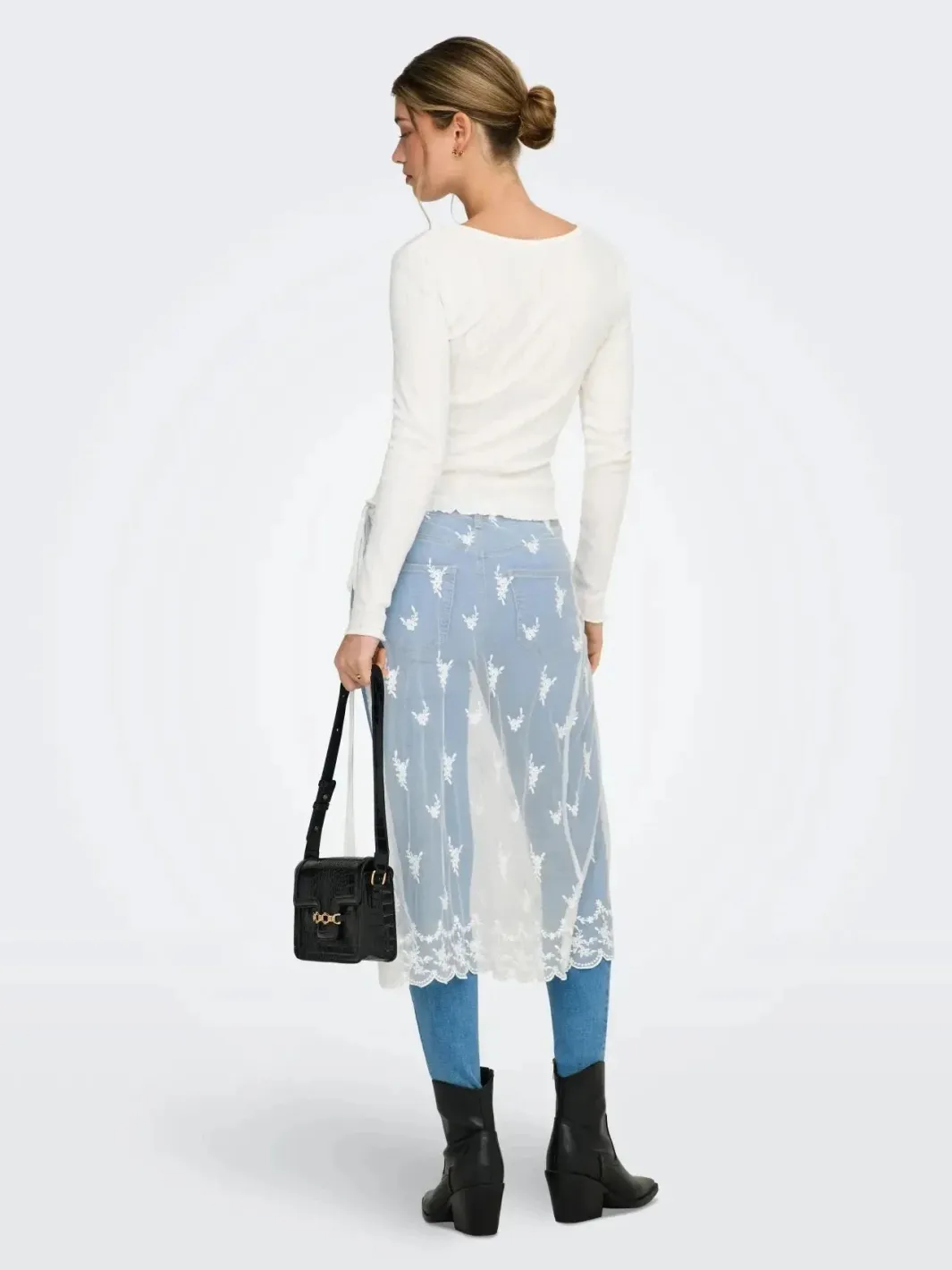 Only Onlsafea Midi Mesh Lace Tie Skirt | Kjolar