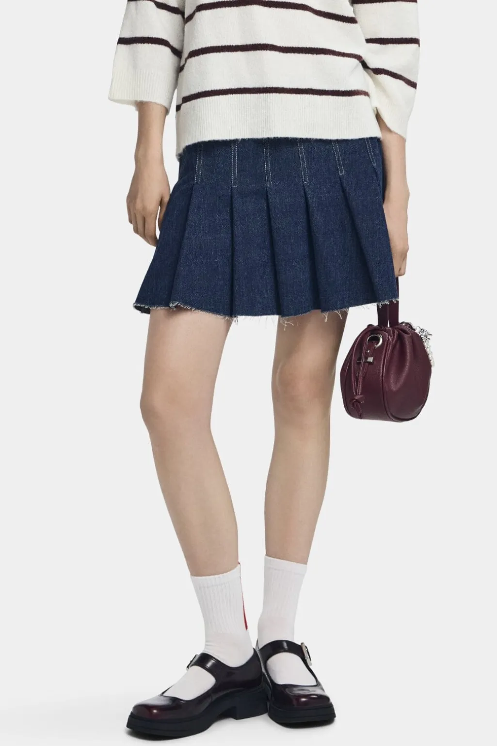 Pcfabia Short Plisse Denim Skirt Fsy