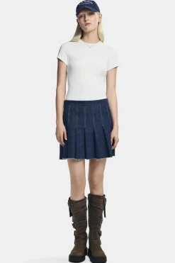 Pcfabia Short Plisse Denim Skirt Fsy