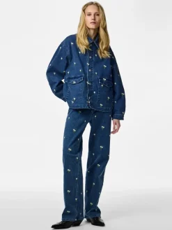 Pcflora Ls Denim Emb Shirt