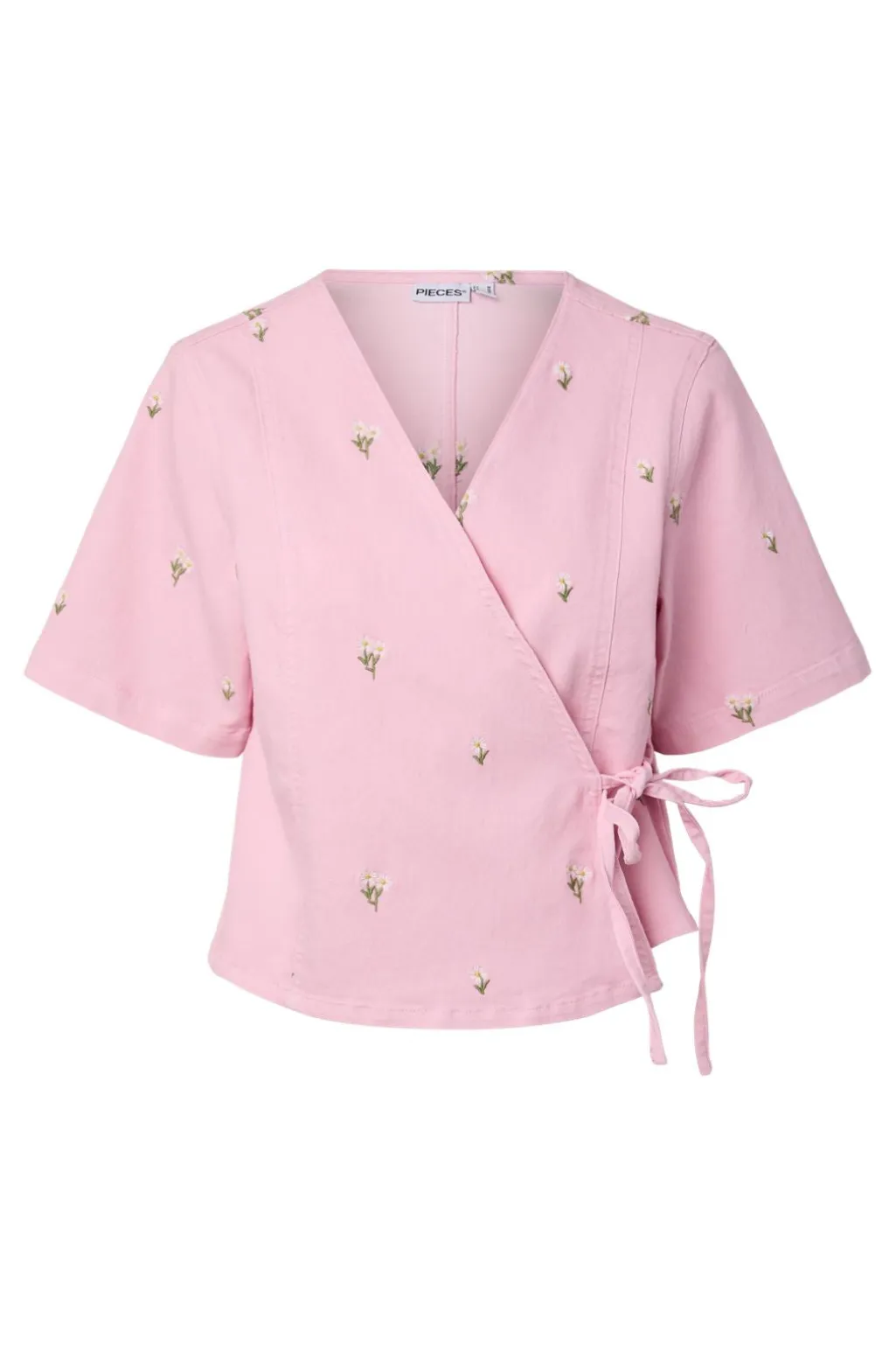 Pcflora Ss Wrap Emb Shirt