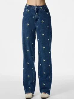 Pcflora Straight Emb Jeans