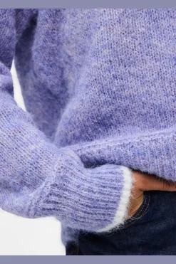Pieces Pcivy O-Neck Contrat Knit | Sticka