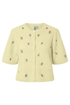 Pcsilly Ss O-Neck Emb Knit Cardigan
