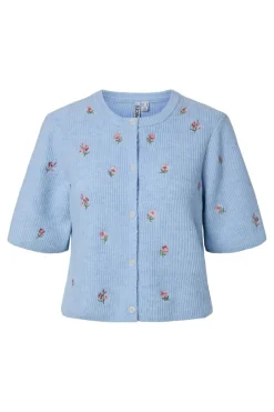 Pcsilly Ss O-Neck Emb Knit Cardigan