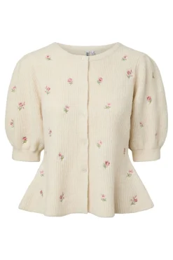 Pcsilly Ss Puff Emb Knit Cardigan
