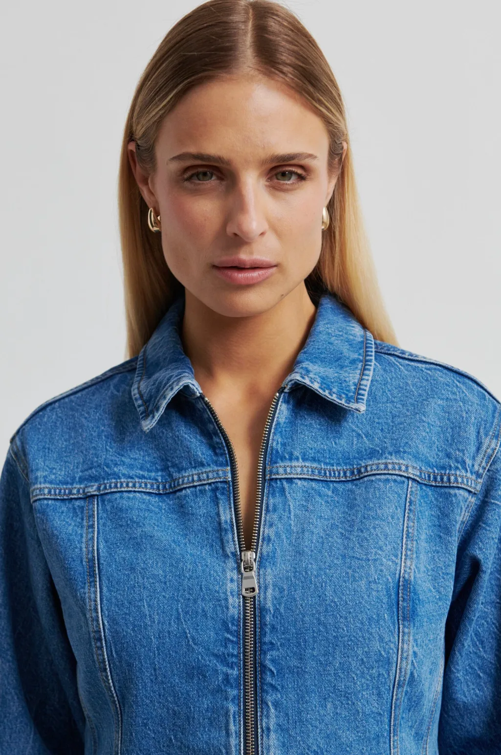 Sfbelton Peplum Denim Jacket 60444