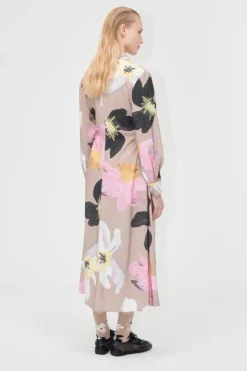 Sg2070 Light Fluid Ecovero, Waist Gather Shirt Midi Dresssg-pf25-d146-2070