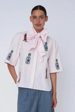 Snembroidered Bow Shirteb61-1431