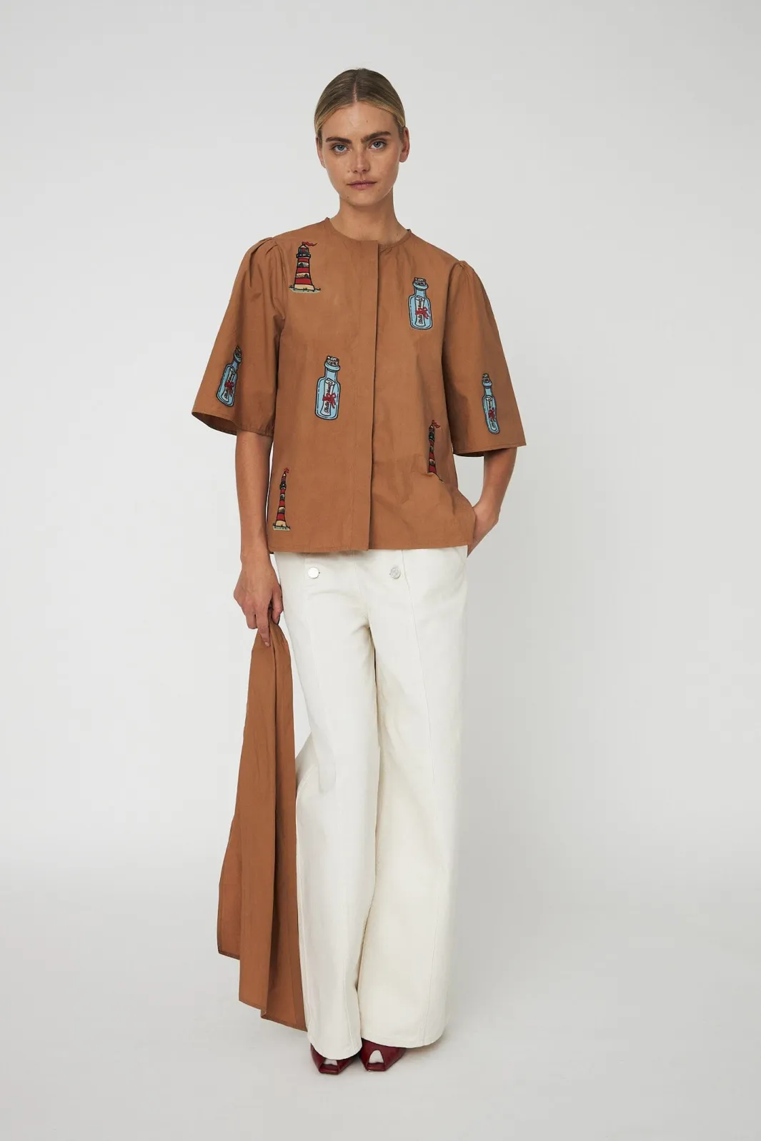 Stella Nova Snembroidered Bow Shirteb61-1431 | Blusar & Skjortor