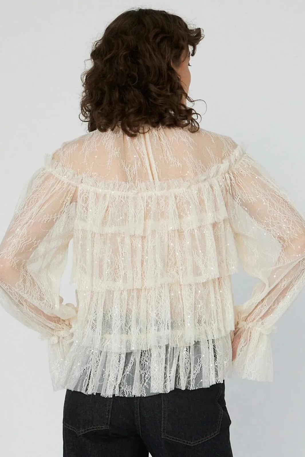 Stella Nova Snsheer Frill Lace Blousels54-2504 | Blusar & Skjortor