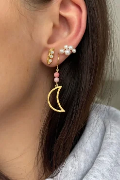 Stbella Moon Earring With Coral