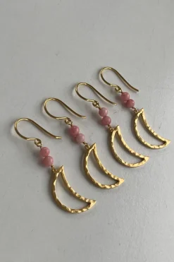Stbella Moon Earring With Coral