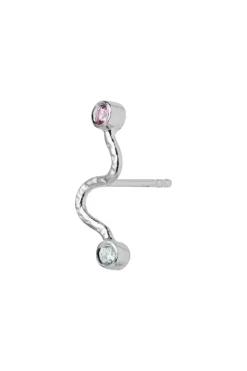 Stine A Stbig Wave Earring With Pastel Pink & Blue Stones Silver | Örhängen