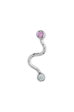 Stine A Stbig Wave Earring With Pastel Pink & Blue Stones Silver | Örhängen
