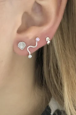 Stine A Stbig Wave Earring With Pastel Pink & Blue Stones Silver | Örhängen