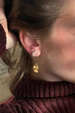 Sthook With Goldenenen Refection Moon Earring Right