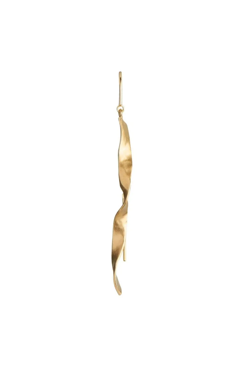 Stlong Twisted Hammered Earring With Chain Goldenen