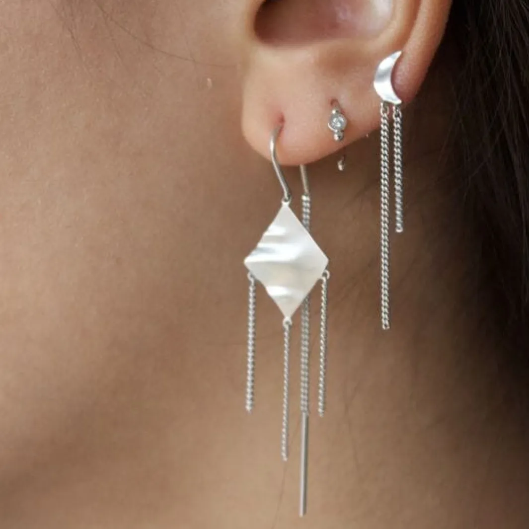 Stine A Stpetit Bella Moon Earring With Two Chains Silver | Örhängen