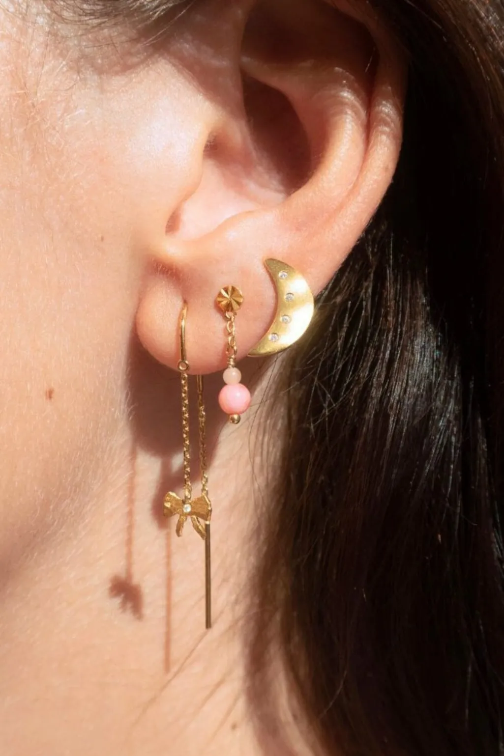 Stpetit Bow Double Chain Earring