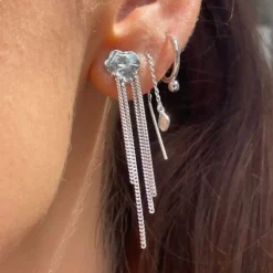 Stshell Reflections Earring With Chains Silver