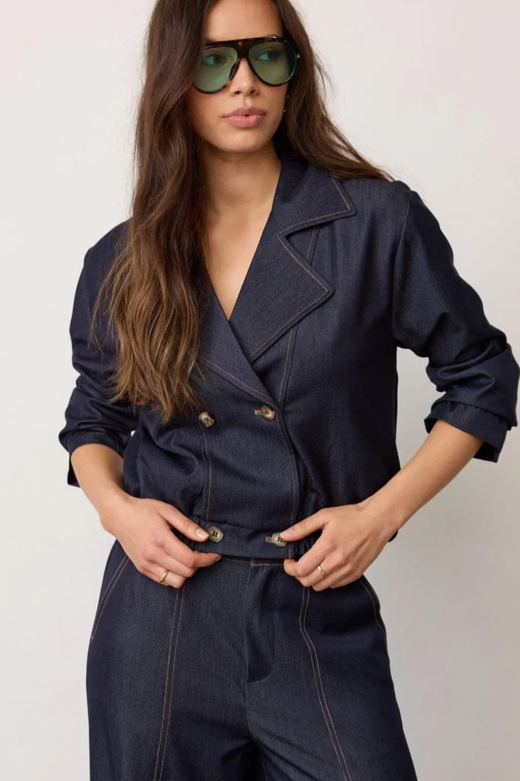 Terrycc Double Breasted Blazer 500106