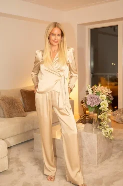 Vscomfy Solid Satin Pants 168094